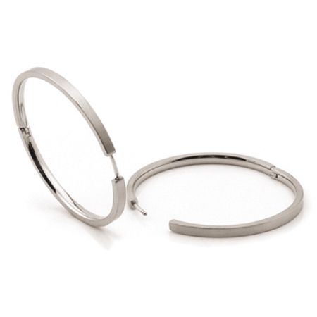Large Brushed Titanium Huggies - Narrow Hoops - Click Image to Close